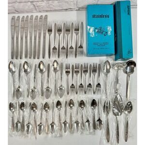 Vintage Supreme Cutlery Corp. 54 Pieces Flatware Set Gemstone Serving Hostess
